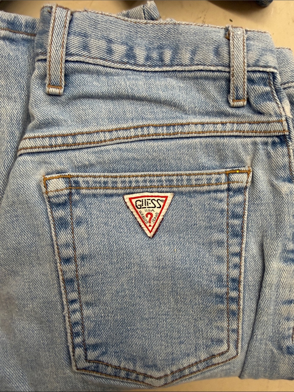 Vintage GUESS Light Blue High-Rise Denim Jeans with Logo Patch